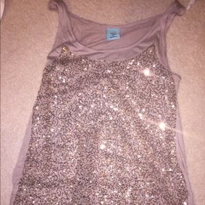 Sparkly gold sequin tank top S